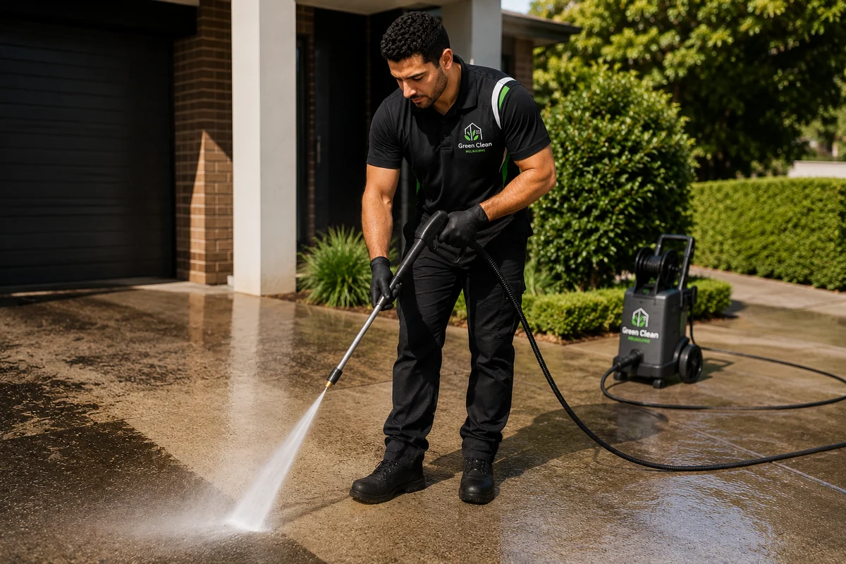 Pressure washing driveway